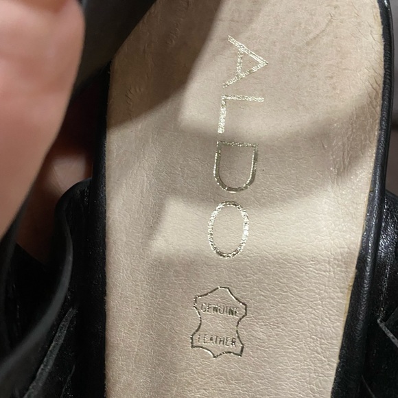 Aldo Black Leather Platform Sandals - Picture 3 of 8